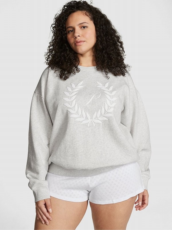 Grey Victoria Secret Heather Stone Fleece Sweatshirts | NYIVW7286