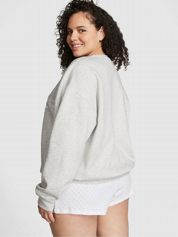 Grey Victoria Secret Heather Stone Fleece Sweatshirts | NYIVW7286