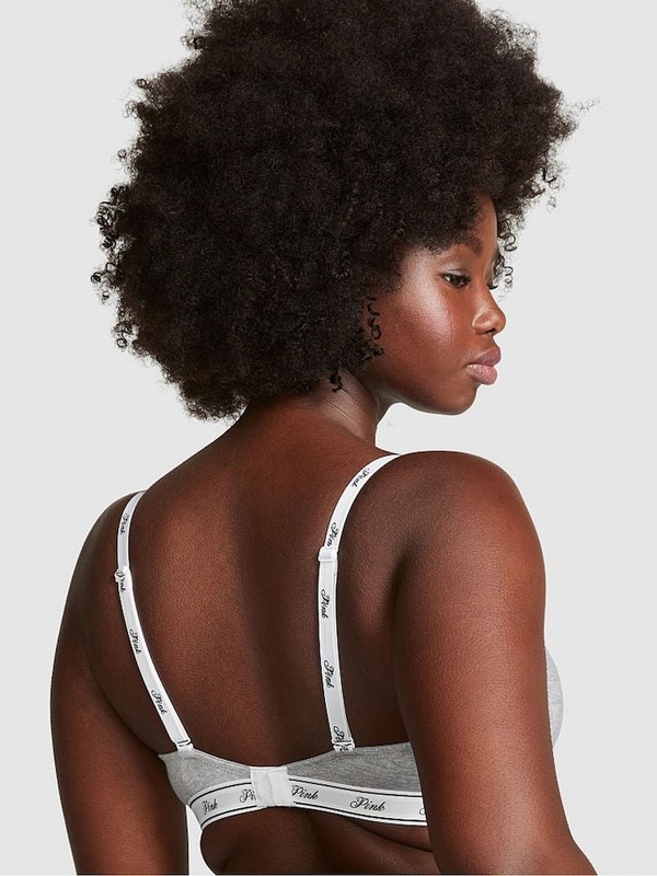 Grey Victoria Secret Heather T Shirt Cotton Logo Bras | OWZSF7209