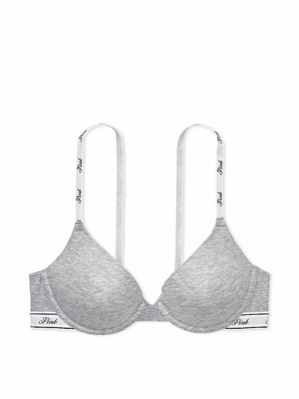 Grey Victoria Secret Heather T Shirt Cotton Logo Bras | OWZSF7209