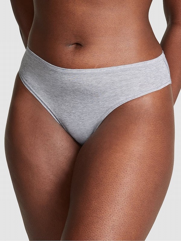 Grey Victoria Secret Medium Heather Cheeky Cotton Cheeky Underwear | JXEQW7251