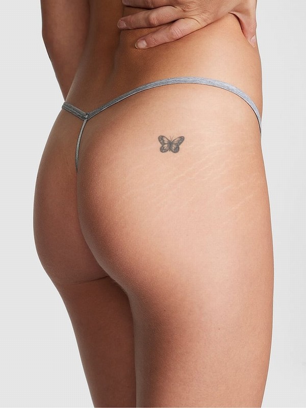 Grey Victoria Secret Medium Heather Cotton G String Underwear | MRWTC3654