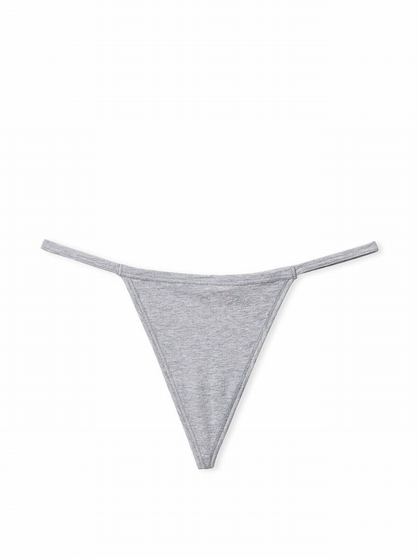 Grey Victoria Secret Medium Heather Cotton G String Underwear | MRWTC3654
