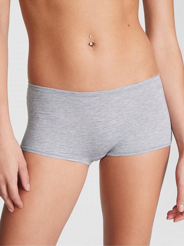 Grey Victoria Secret Medium Heather Cotton Boyshort Underwear | VERWH5417