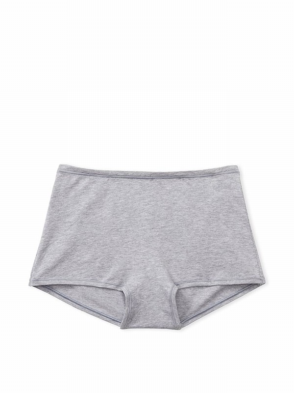 Grey Victoria Secret Medium Heather Cotton Boyshort Underwear | VERWH5417