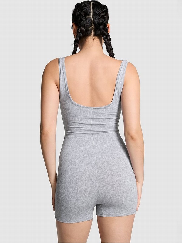 Grey Victoria Secret Medium Heather Cotton Jumpsuit | HQCXN7802
