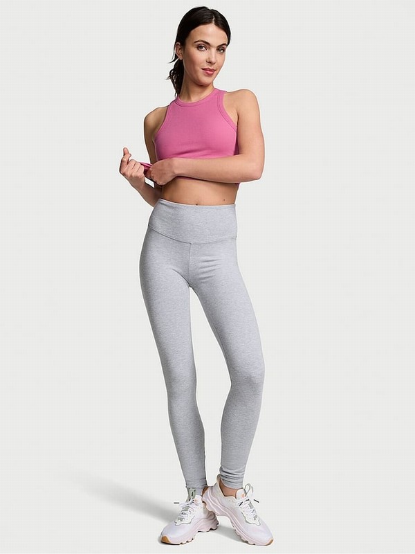 Grey Victoria Secret Medium Heather Cotton Leggings | TQGDW1540