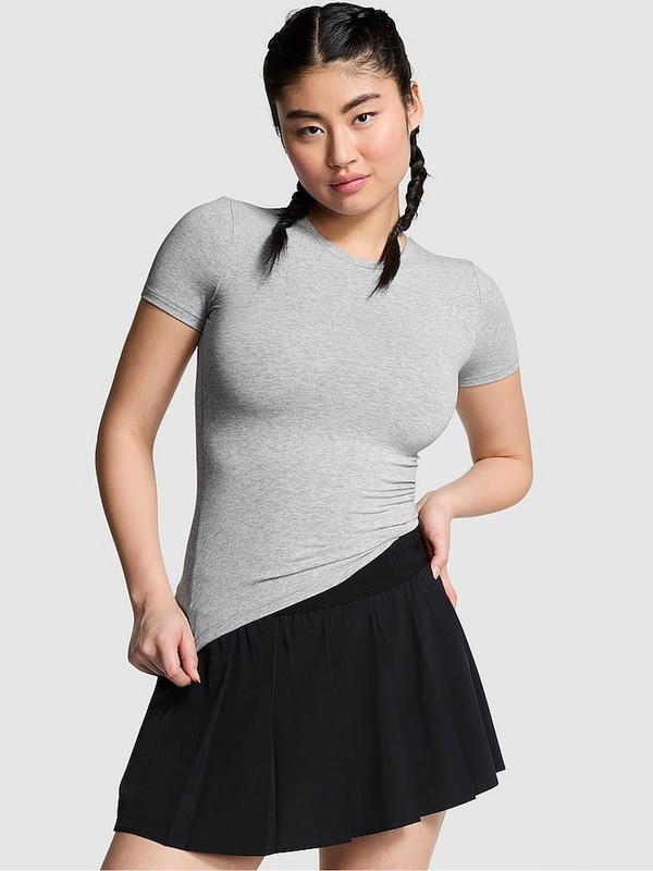 Grey Victoria Secret Medium Heather Cotton T Shirts | SWLEV1953