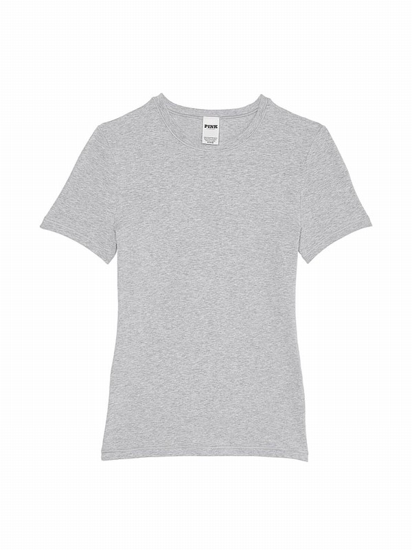 Grey Victoria Secret Medium Heather Cotton T Shirts | SWLEV1953