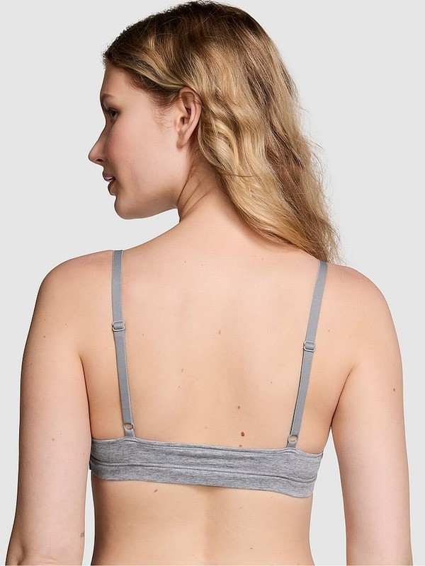 Grey Victoria Secret Medium Heather Cotton Trianglelette Bras | ZSQCI7459