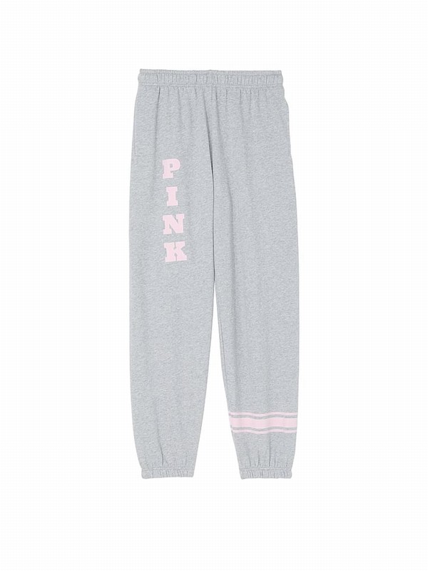 Grey Victoria Secret Medium Heather Cuffed Fleece Joggers | UWJZX9867