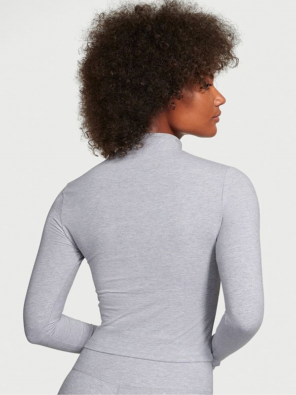Grey Victoria Secret Medium Heather Cutout Long Sleeved Top Tops | NFVCM8691