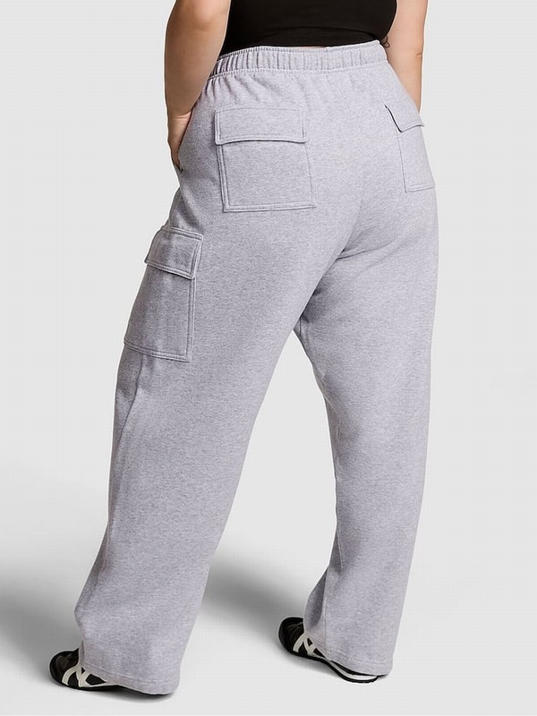 Grey Victoria Secret Medium Heather Fleece Straight Leg Cargo Joggers | ZSILW7328