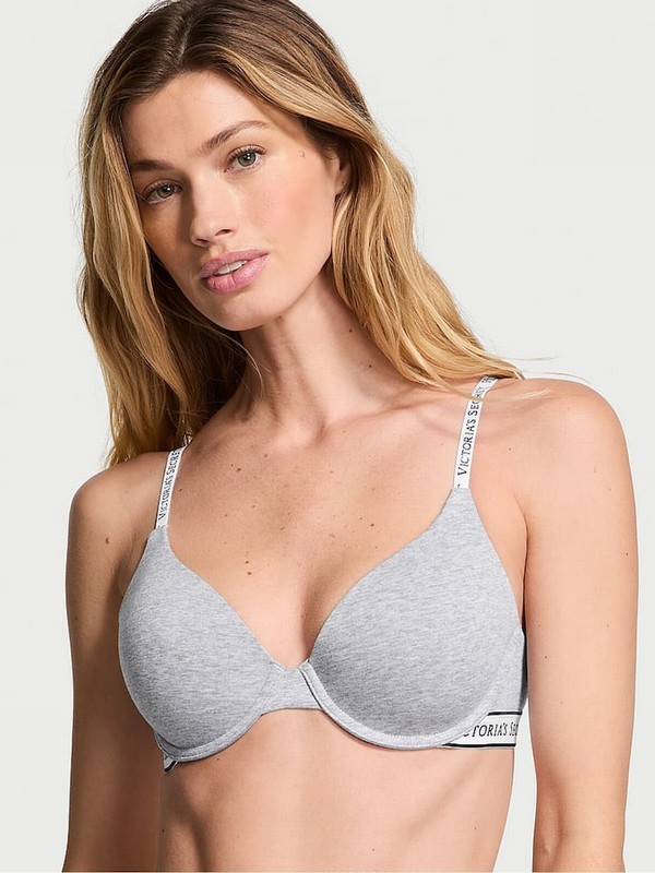 Grey Victoria Secret Medium Heather Full Cup Lightly Lined Bras | DWYLJ1735