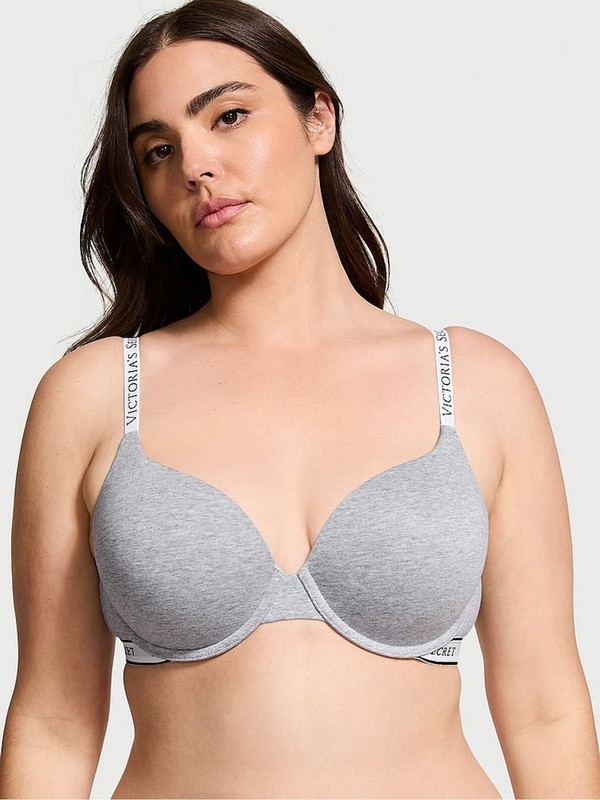 Grey Victoria Secret Medium Heather Full Cup Push Up Bras | ANRJS2519