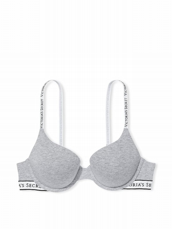 Grey Victoria Secret Medium Heather Full Cup Push Up Bras | ANRJS2519