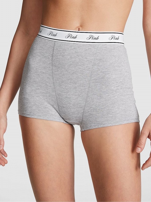 Grey Victoria Secret Medium Heather High Waist Cotton Logo Underwear | KEZDM3702