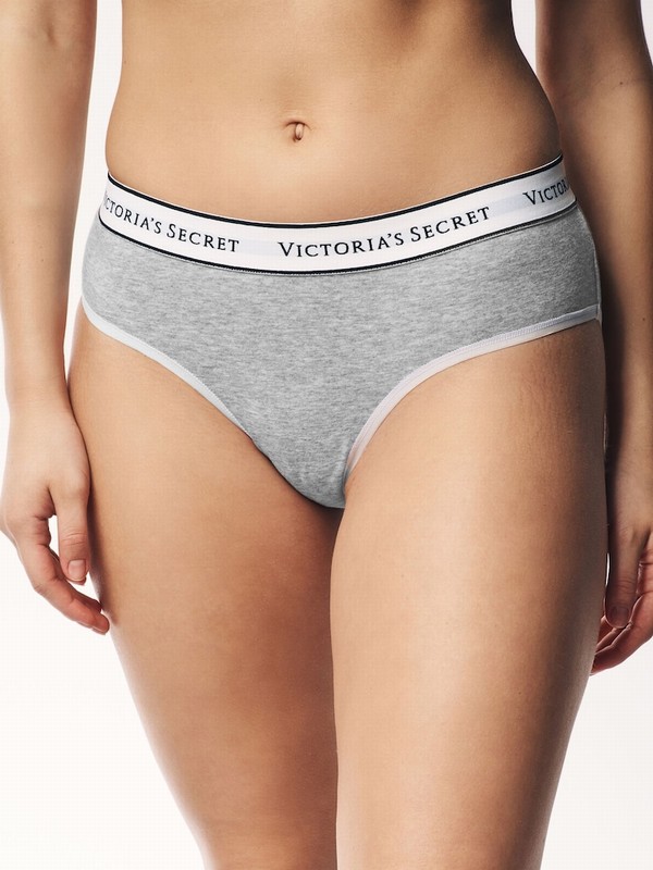 Grey Victoria Secret Medium Heather Hipster Logo 4 Pack Underwear | DFAXO0491