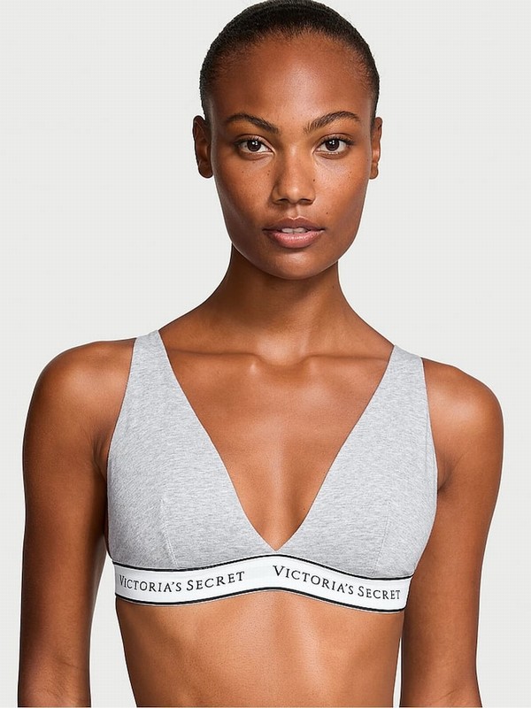 Grey Victoria Secret Medium Heather Logolette Bras | BKNEO2459