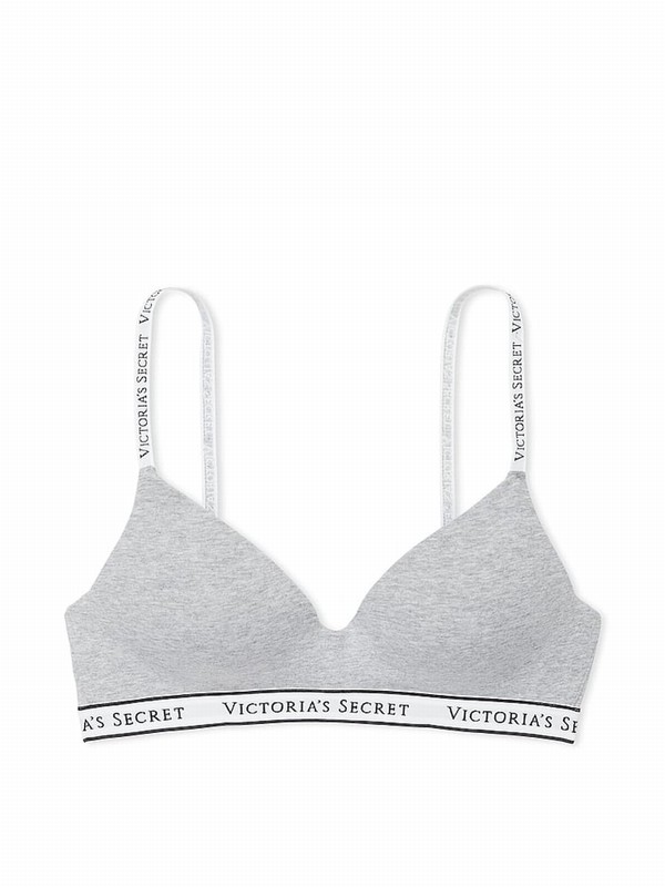 Grey Victoria Secret Medium Heather Non WiLightly Lined Bras | ABMHP8607