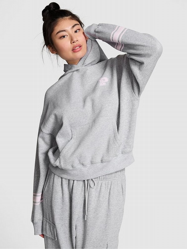 Grey Victoria Secret Medium Heather Oversized Pullover Fleece Hoodie | XBSDR1954