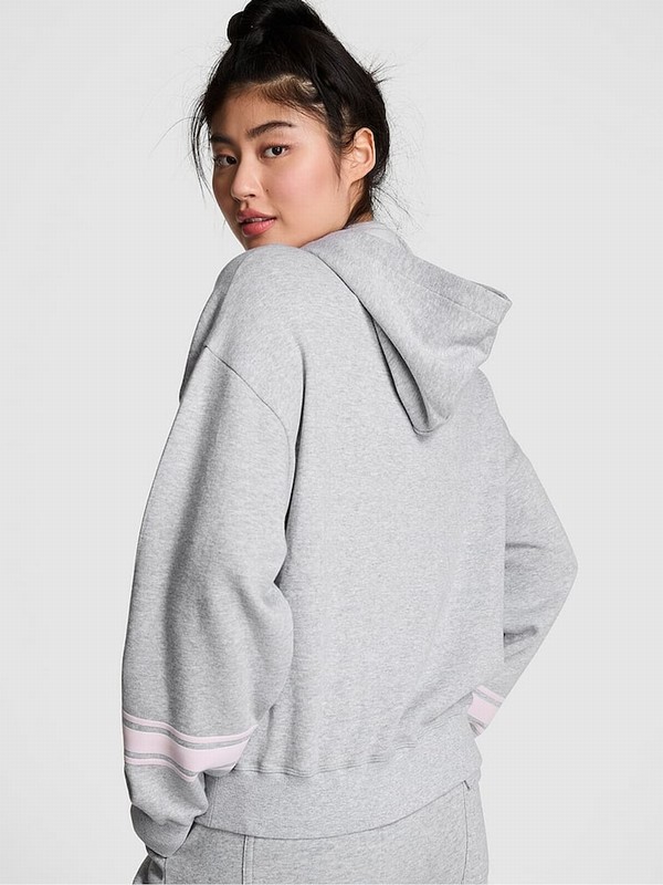Grey Victoria Secret Medium Heather Oversized Pullover Fleece Hoodie | XBSDR1954