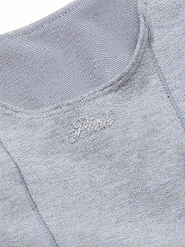 Grey Victoria Secret Medium Heather Shine Cotton Scoop Top Sports Bra | HBCXE7154