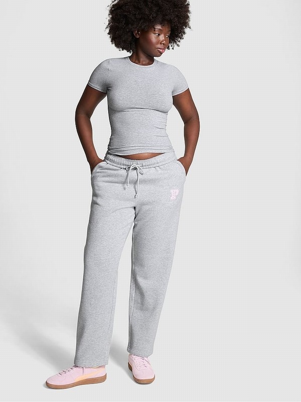 Grey Victoria Secret Medium Heather Straight Leg Fleece Joggers | BXNVJ3948