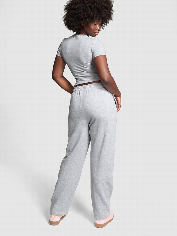 Grey Victoria Secret Medium Heather Straight Leg Fleece Joggers | BXNVJ3948