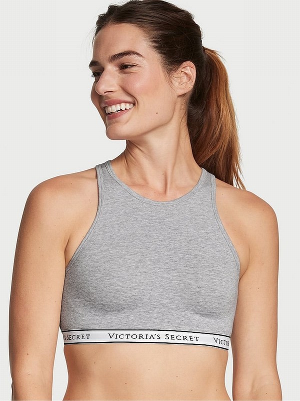 Grey Victoria Secret Medium Heatherlette Low Impact Bras | WBOSX7589