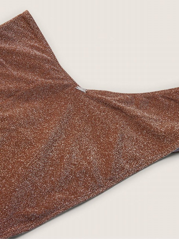 Grey Victoria Secret Soft Cappucinozilian Shimmer High Waist Cheeky Bikini Bottom | DCFPW1930