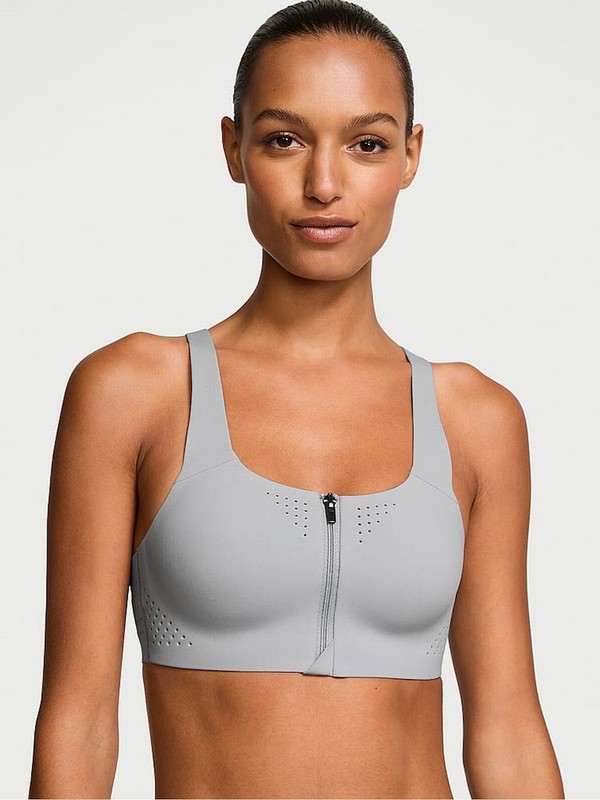 Grey Victoria Secret Starstruck Front Close VSX Featherweight™ Max High Support Bras | ENKOF9214