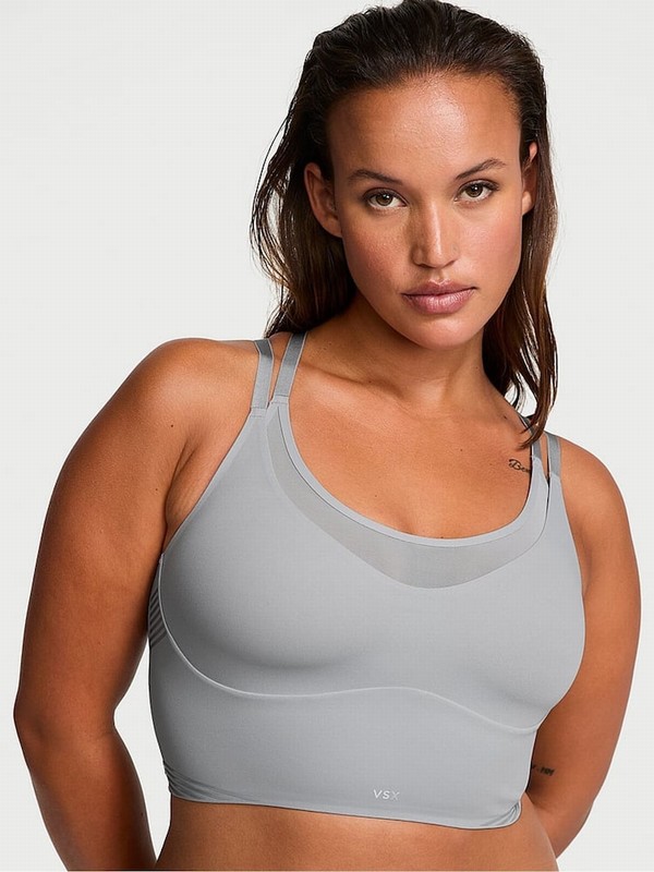 Grey Victoria Secret Starstruck Longline VSX Elevate™ Contour Low Impact Bras | UJCAT5187