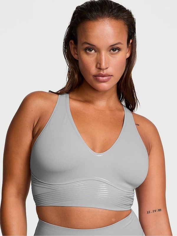 Grey Victoria Secret Starstruck Plunge VSX Elevate™ Contour Low Impact Bras | IOEXM3648