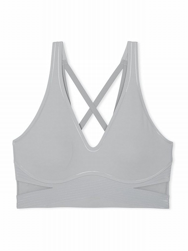 Grey Victoria Secret Starstruck Plunge VSX Elevate™ Contour Low Impact Bras | IOEXM3648