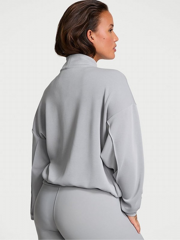 Grey Victoria Secret Starstruck VSX Featherweight Knit Full Zip Jackets | NVBRA0183