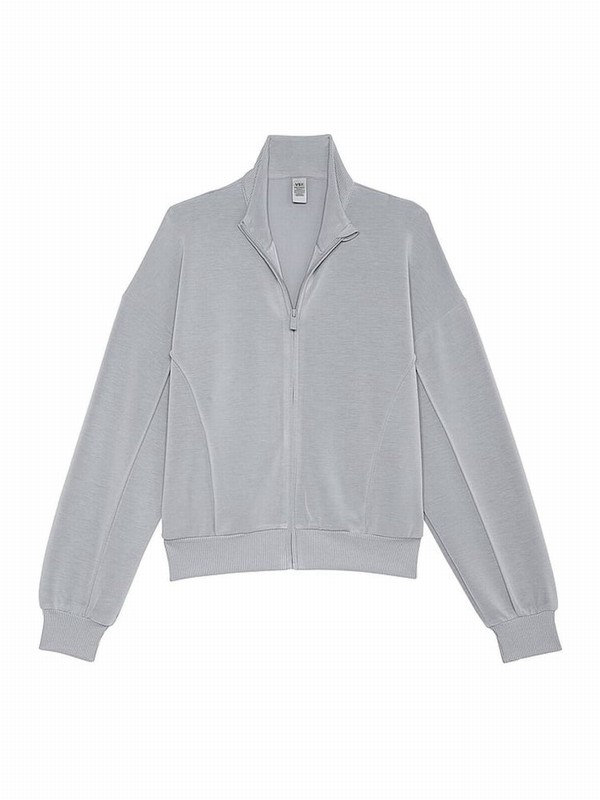 Grey Victoria Secret Starstruck VSX Featherweight Knit Full Zip Jackets | NVBRA0183