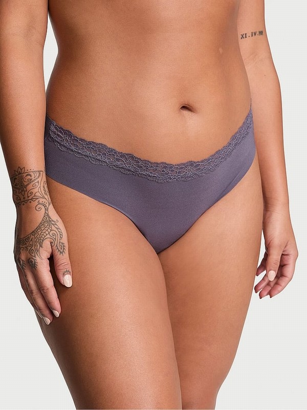 Grey Victoria Secret Tornado Lace Waist Thong Underwear | OZCRA6549