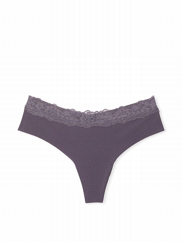 Grey Victoria Secret Tornado Lace Waist Thong Underwear | OZCRA6549