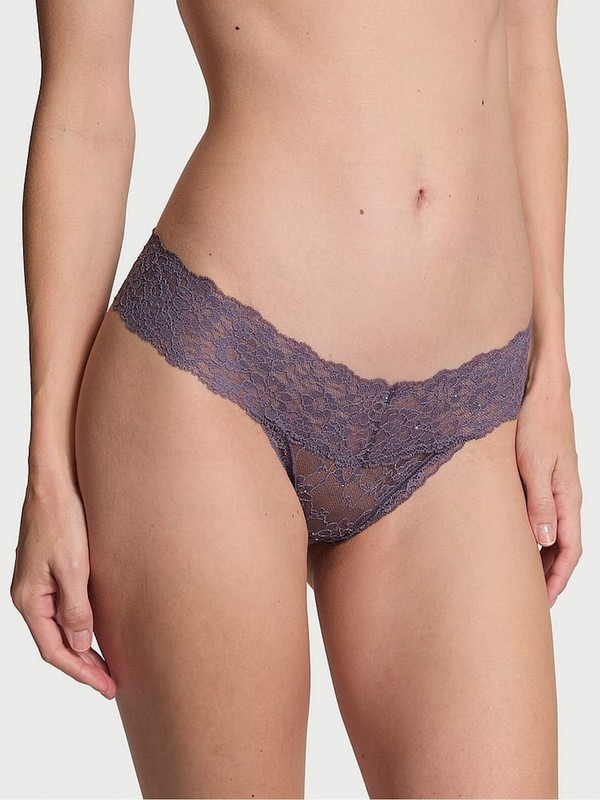 Grey Victoria Secret Tornado Sequins Thong Underwear | SEVOI6152