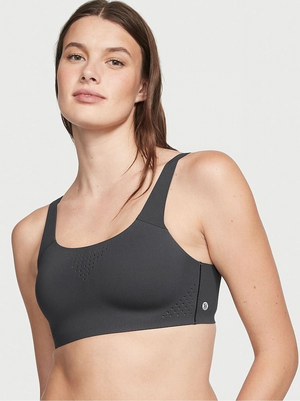 Grey / Black Victoria Secret Onyx Back Close VSX Featherweight™ Max High Support Sports Bra | MRAID6153