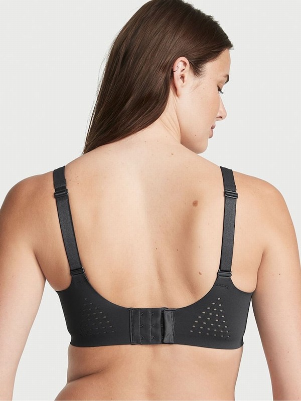 Grey / Black Victoria Secret Onyx Back Close VSX Featherweight™ Max High Support Sports Bra | MRAID6153