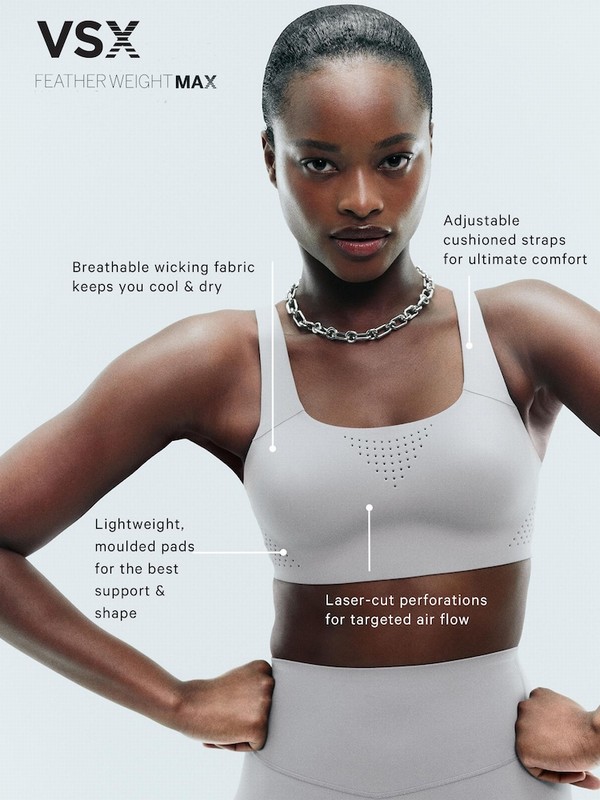 Grey / Black Victoria Secret Onyx Back Close VSX Featherweight™ Max High Support Sports Bra | MRAID6153