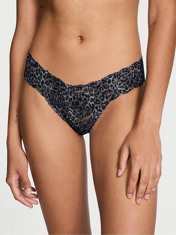 Grey / Leopard Victoria Secret Tornado Thong Underwear | GAREY1836