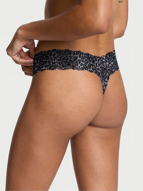 Grey / Leopard Victoria Secret Tornado Thong Underwear | GAREY1836