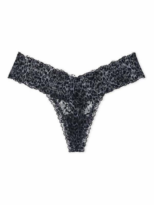 Grey / Leopard Victoria Secret Tornado Thong Underwear | GAREY1836