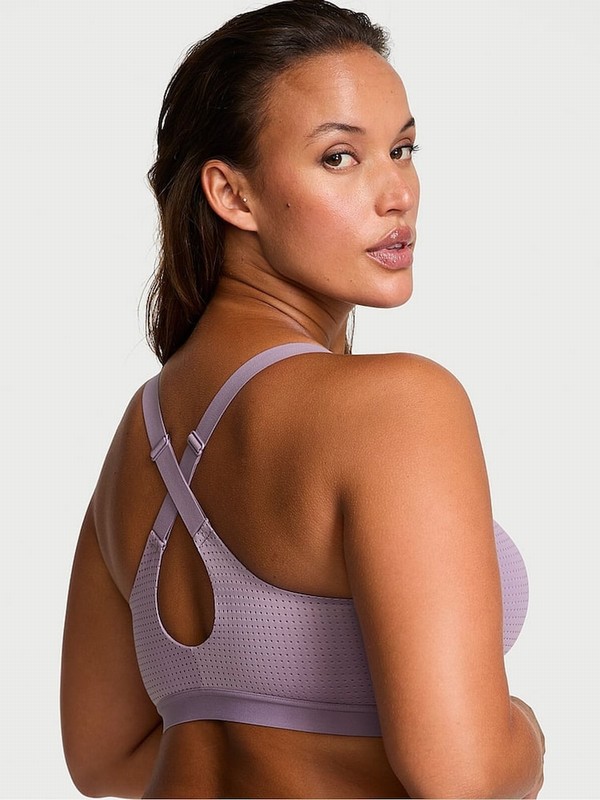 Lavender / Purple Victoria Secret Dried VSX Lightweight Mesh Medium Impact Sports Bra | GHSEB2843