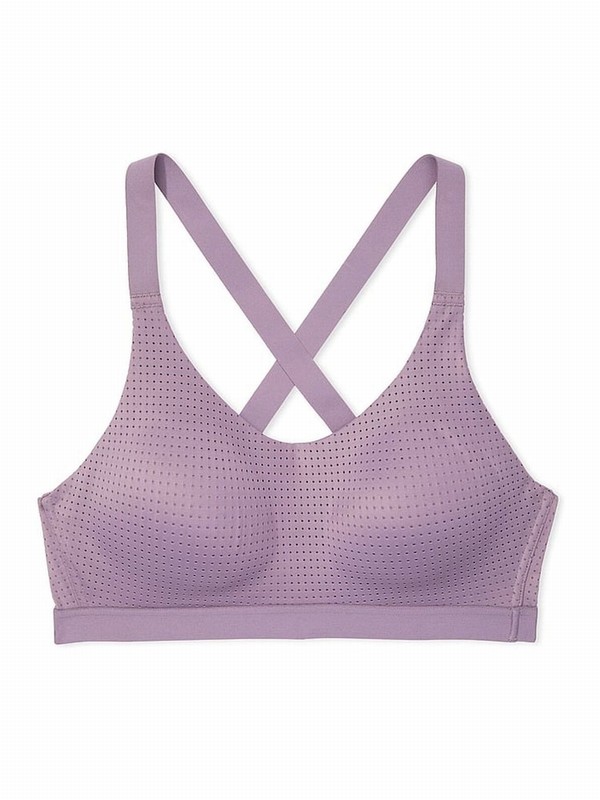 Lavender / Purple Victoria Secret Dried VSX Lightweight Mesh Medium Impact Sports Bra | GHSEB2843