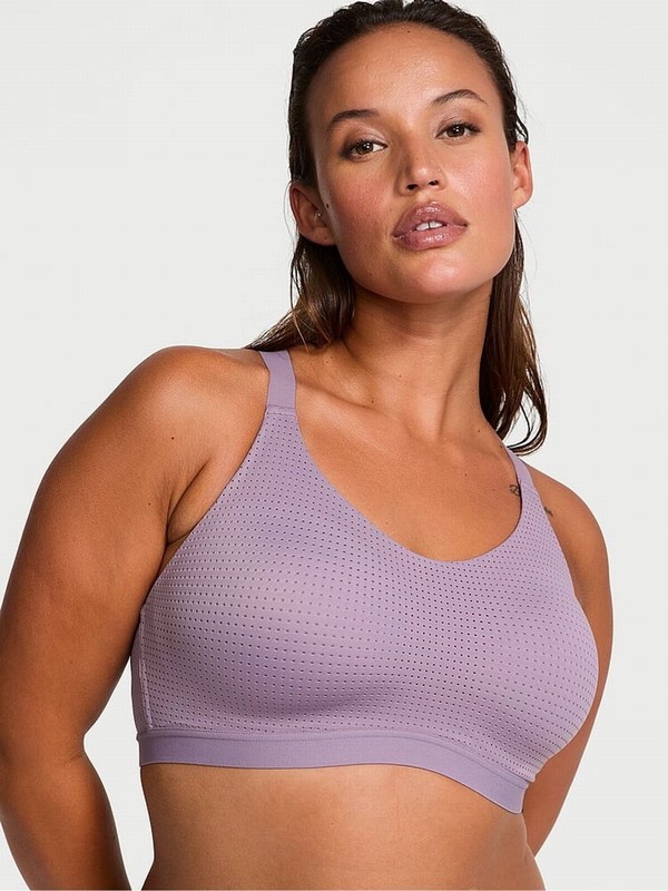 Lavender / Purple Victoria Secret Dried VSX Lightweight Mesh Medium Impact Bras | UEINO1276