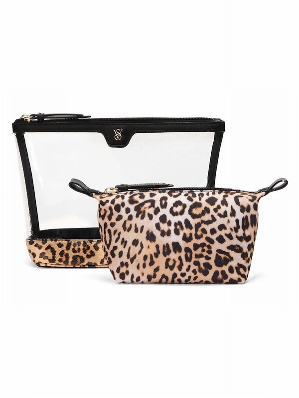 Leopard / Brown Victoria Secret AM/PM Duo Makeup Bag | AFPQV6527